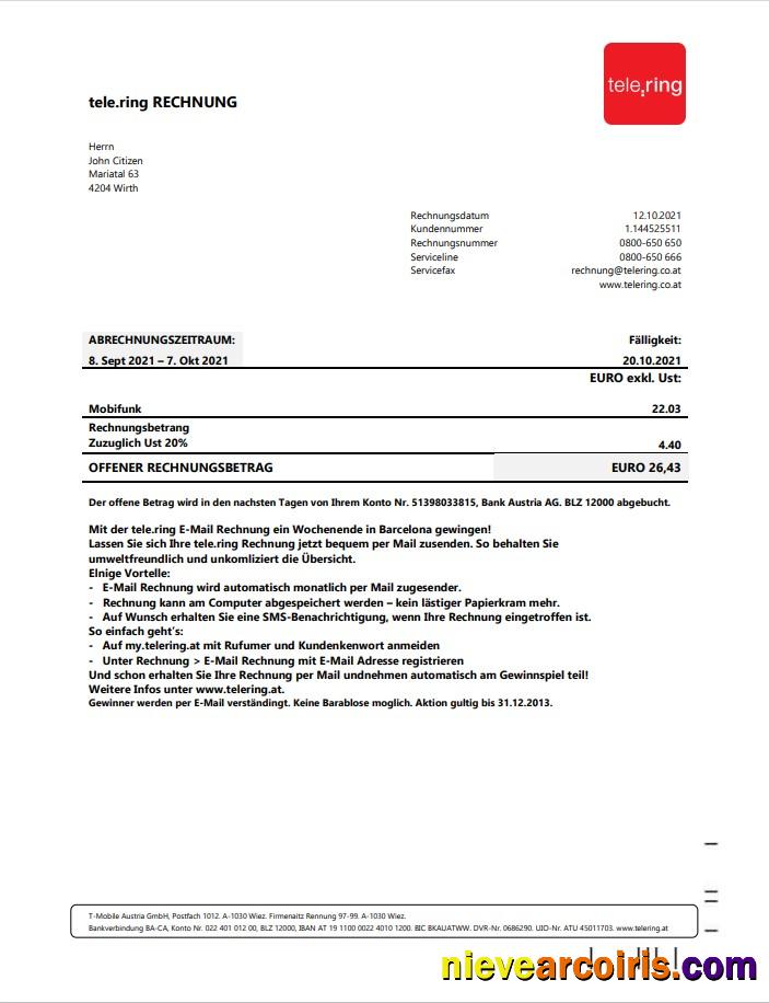 Sweden Tele Ring utility bill